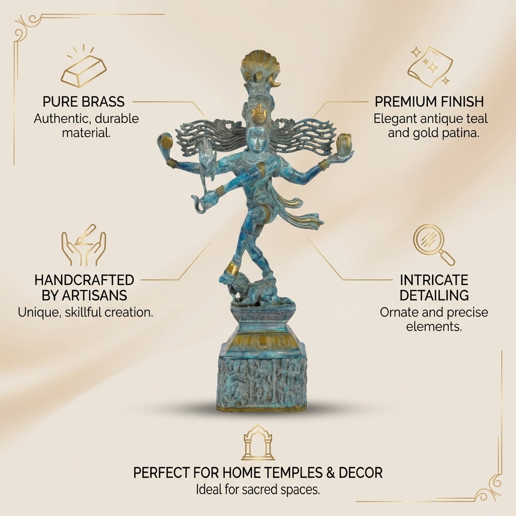 Brass Shiva Natraja Idol | 22x12x4 Inches | 8.9 Kg Approx