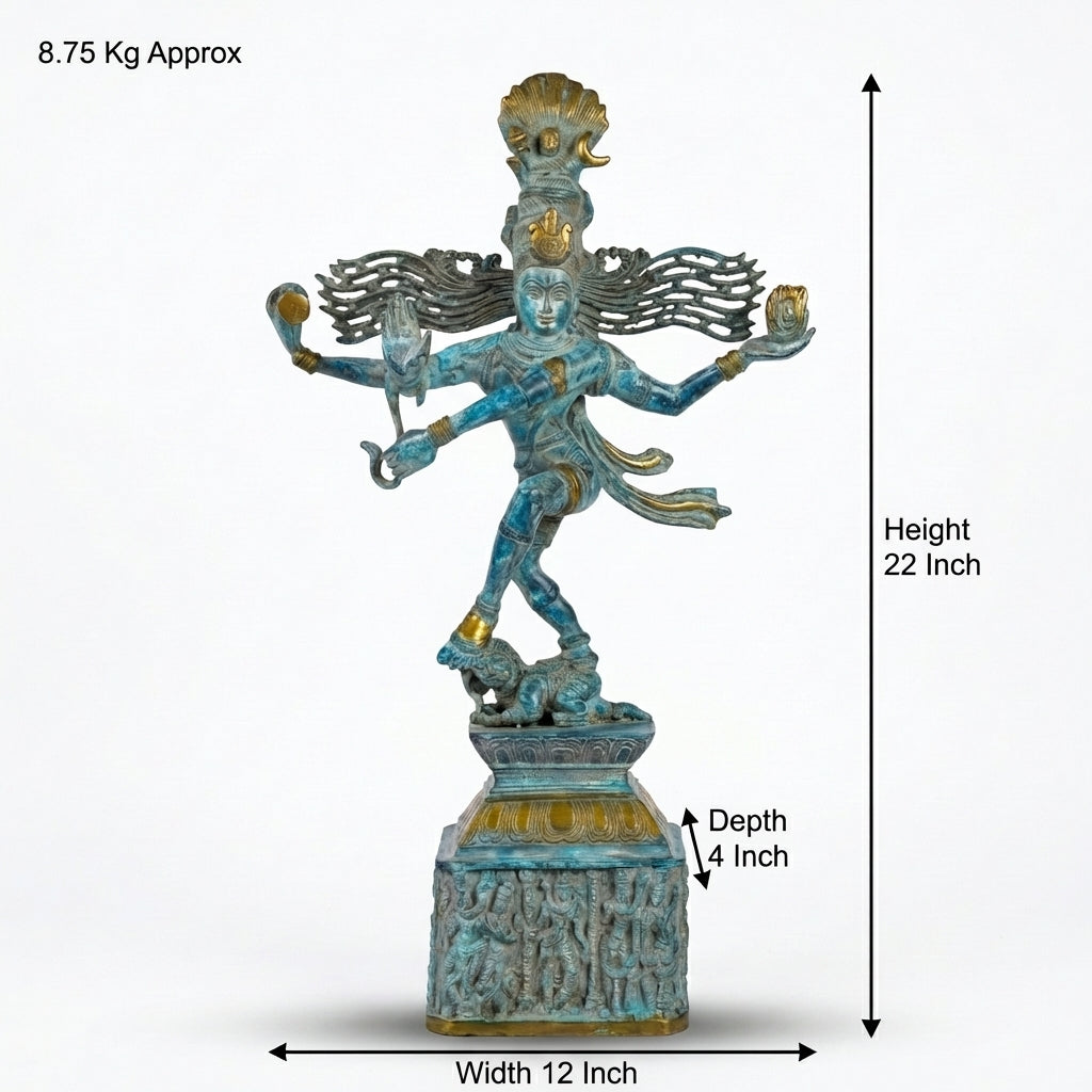 Brass Shiva Natraja Idol | 22x12x4 Inches | 8.9 Kg Approx