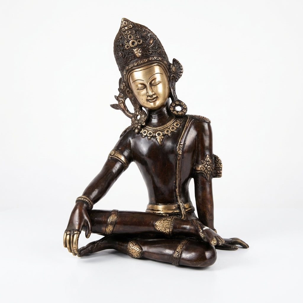 Brass Indra Dev | 14.2x9.4x7.1 Inch | Gloss Finish | 7.1 Kg Approx