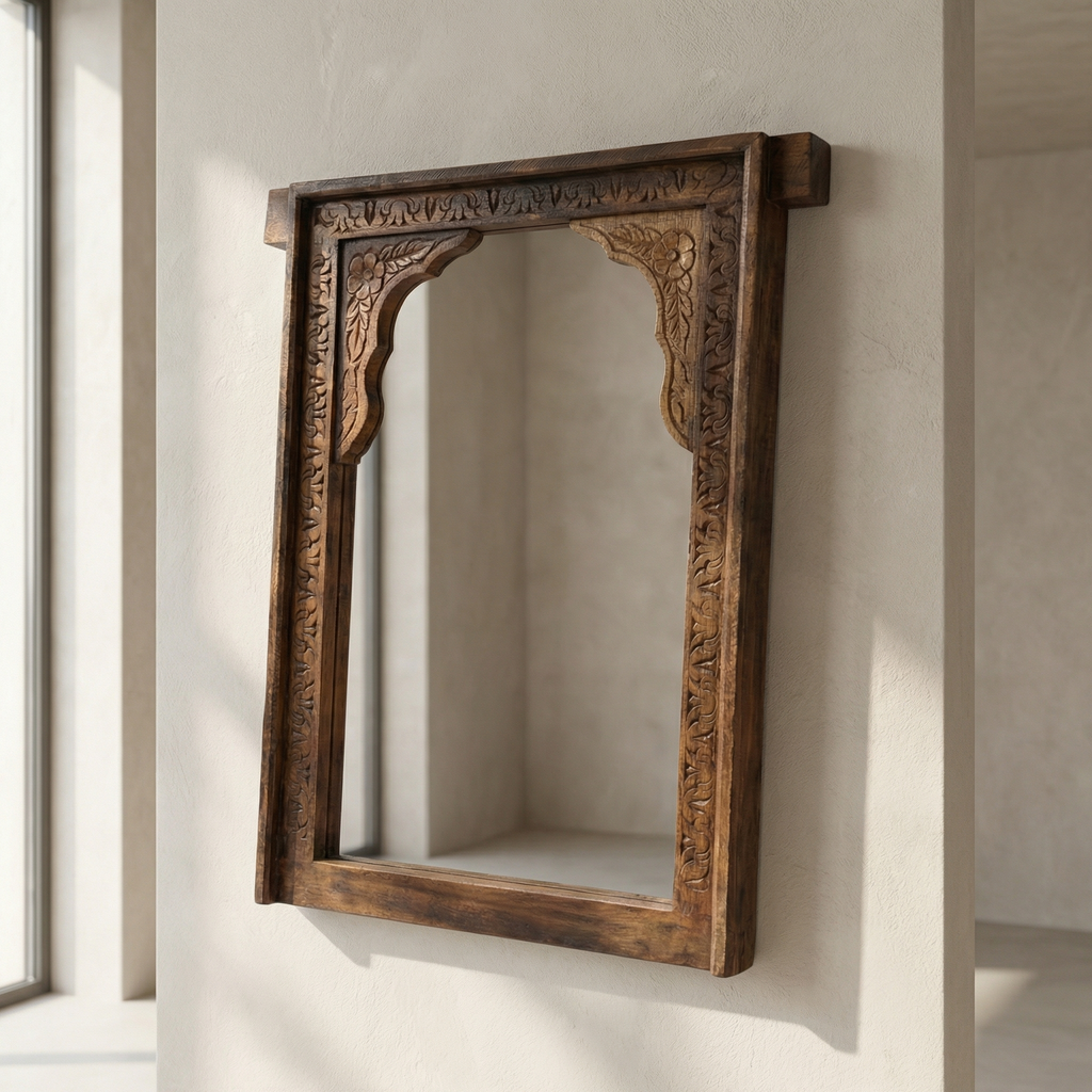 Vintage Wooden Mirror (Frame Only) | Brown | 91x67x7cm