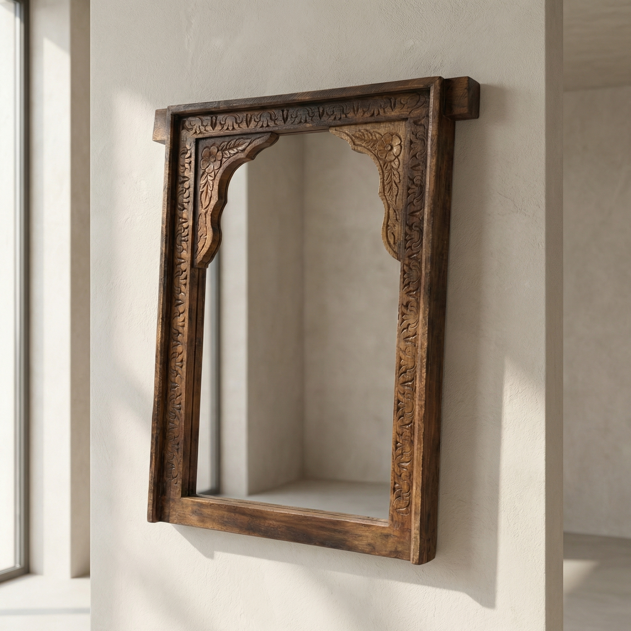 Vintage Wooden Mirror (Frame Only) | Brown | 91x67x7cm
