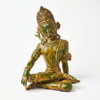 Brass Indra Dev | 14.2x9.4x7.1 Inch | Green Patina Finish | 7.1 kg Approx