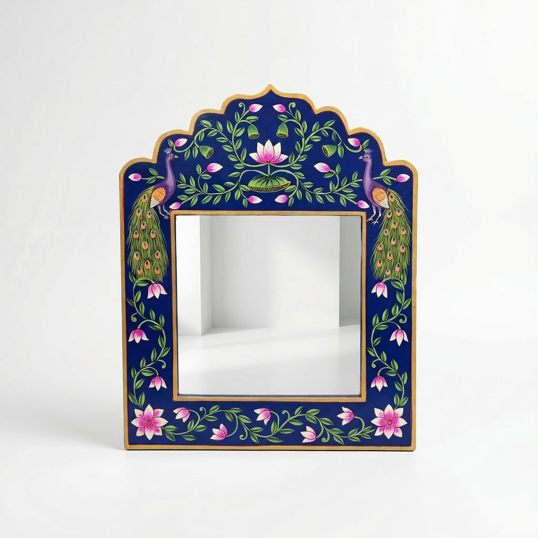 Blue Pichwai Handpainted Mirror | 15x12x0.5 inch