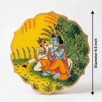 Wooden Pichwai Wall Plate 5 | 9.5 Inches | Handpainted