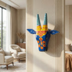 Handpainted Wooden Nandi/Cow Wall Decor | Blue | 6x6x2 Inches