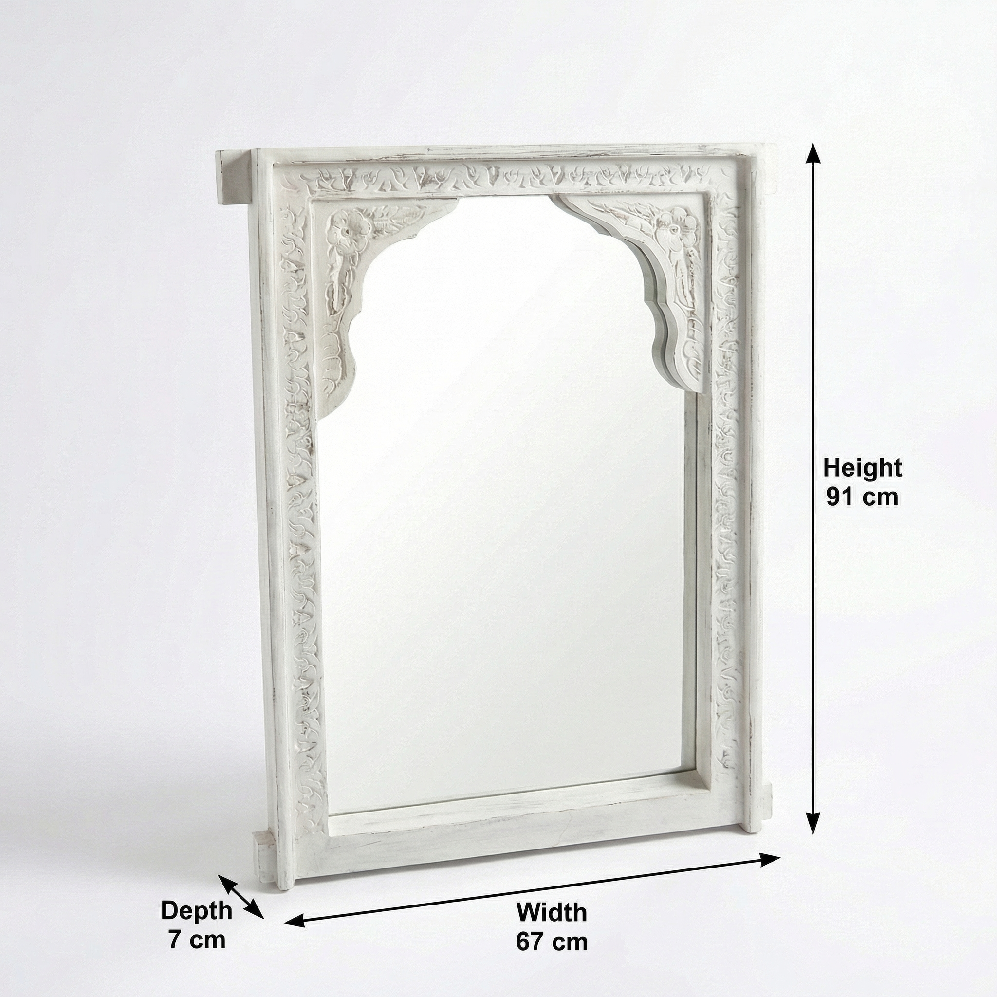 Vintage Wooden Mirror (Frame Only) | White | 91x67x7cm