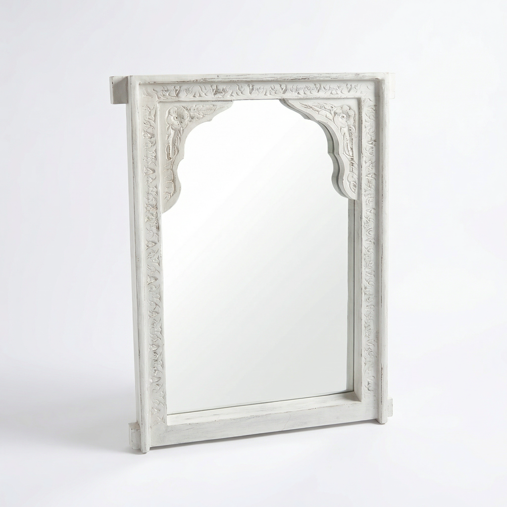 Vintage Wooden Mirror (Frame Only) | White | 91x67x7cm