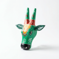 Handpainted Wooden Nandi/Cow Wall Decor | Green | 6x6x2 Inches