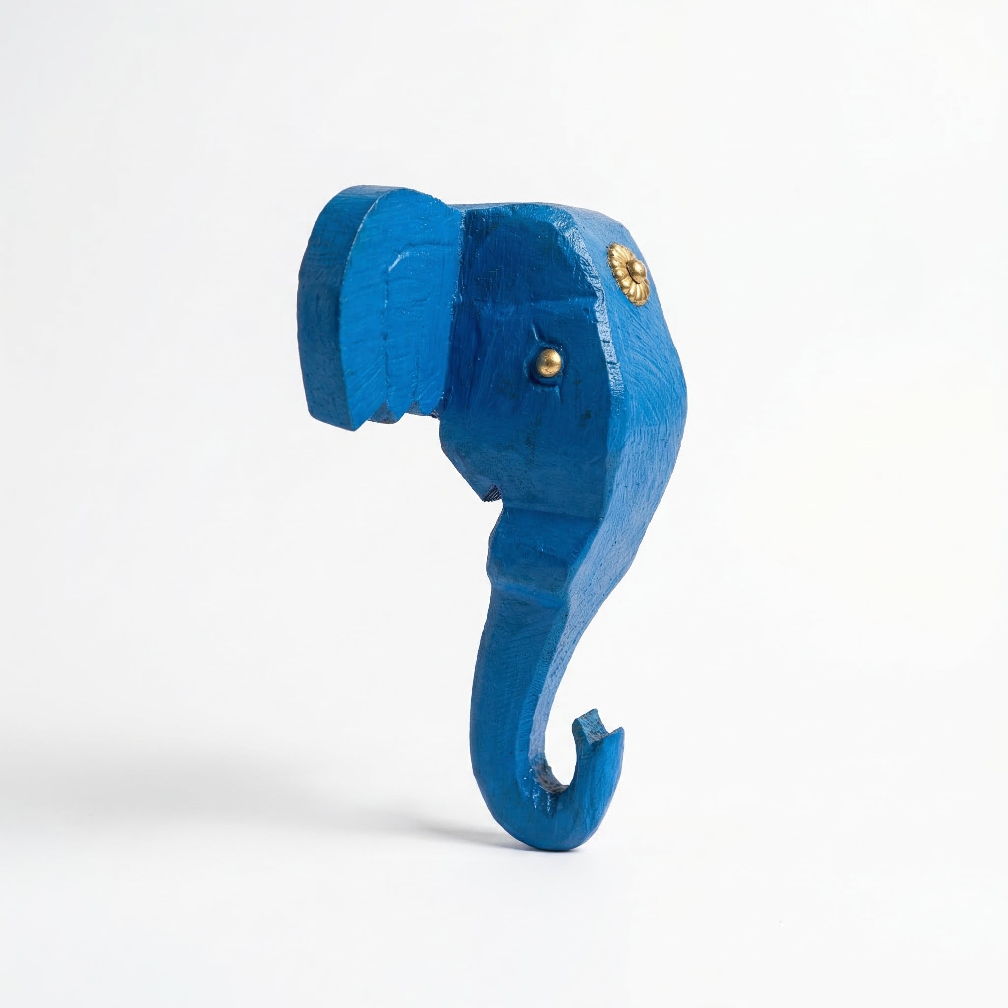 Wooden Elephant Wall Decor | 6x5x3 Inch | Blue