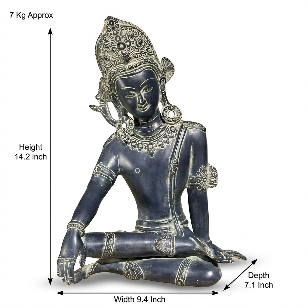 Brass Indra Dev | 14.2x9.4x7.1 Inch | Matte Finish | 7.1 Kg approx