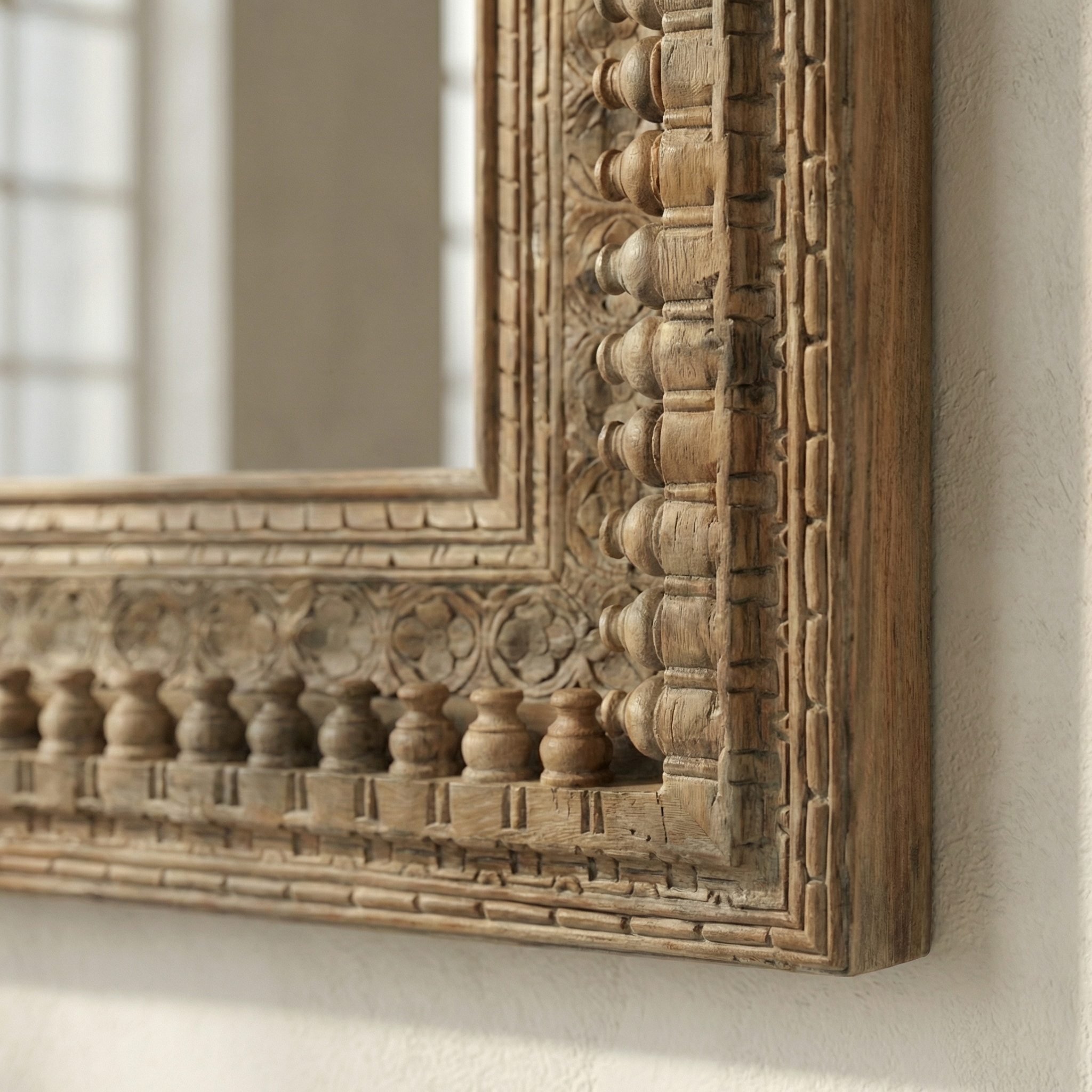 Vintage Wooden Mirror (Frame Only) | Brown | 120x90x5.5cm