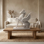 Wooden Flying Horse | Distress White | 55x46x17cm