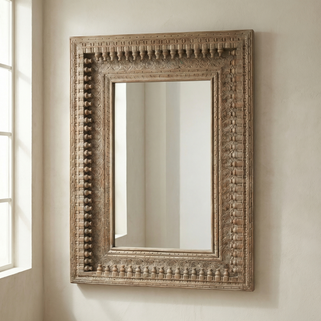 Vintage Wooden Mirror (Frame Only) | Brown | 120x90x5.5cm