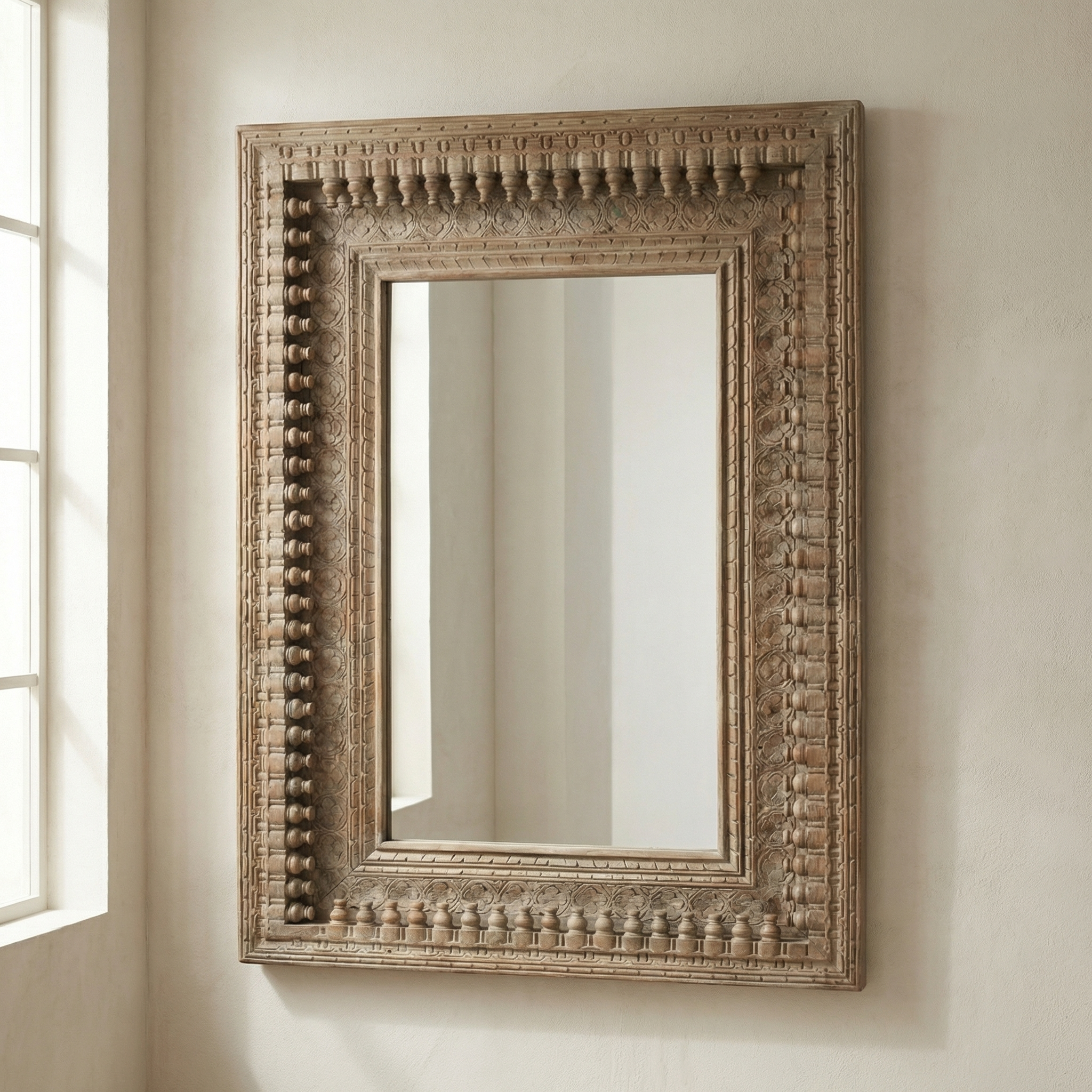 Vintage Wooden Mirror (Frame Only) | Brown | 120x90x5.5cm