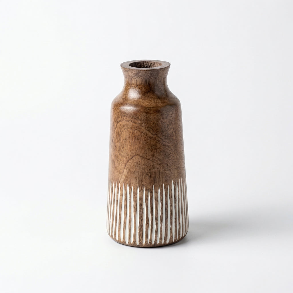 Contemporary Wooden Vase | 20x10x10cm