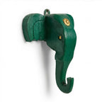 Wooden Elephant Wall Decor | 6x5x3 Inch | Green