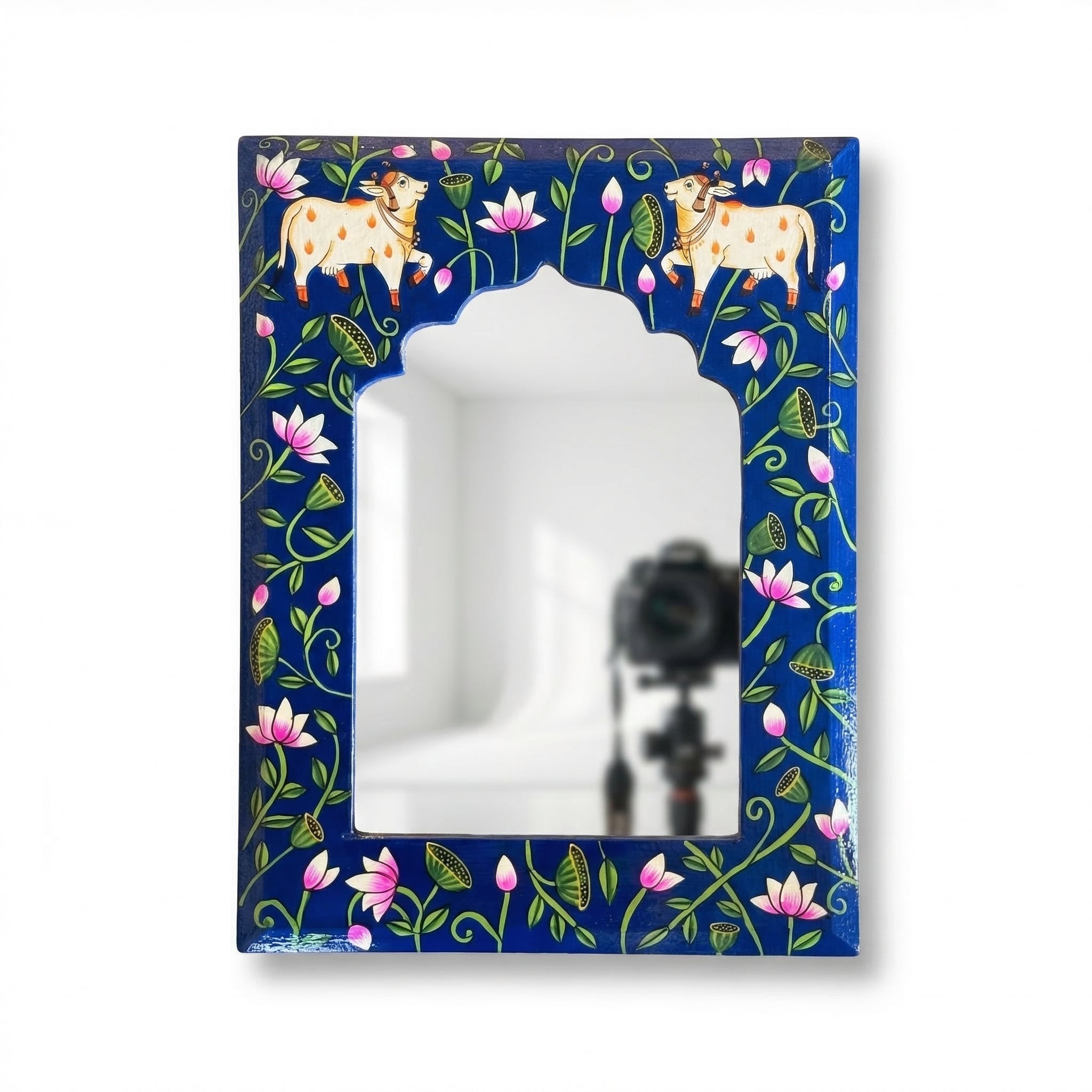 Blue Pichwai Handpainted Mirror | 09x12x0.5 inch