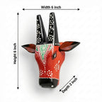 Handpainted Wooden Nandi/Cow Wall Decor | Red | 6x6x2 Inches