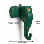 Wooden Elephant Wall Decor | 6x5x3 Inch | Green
