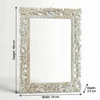Carved Wooden Mirror (Frame Only) | Distress White | 104x74x2.5cm