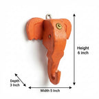 Wooden Elephant Wall Decor | 6x5x3 Inch | Orange