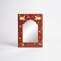 Red Pichwai Handpainted Mirror | 09x12x0.5 inch