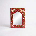 Red Pichwai Handpainted Mirror | 09x12x0.5 inch