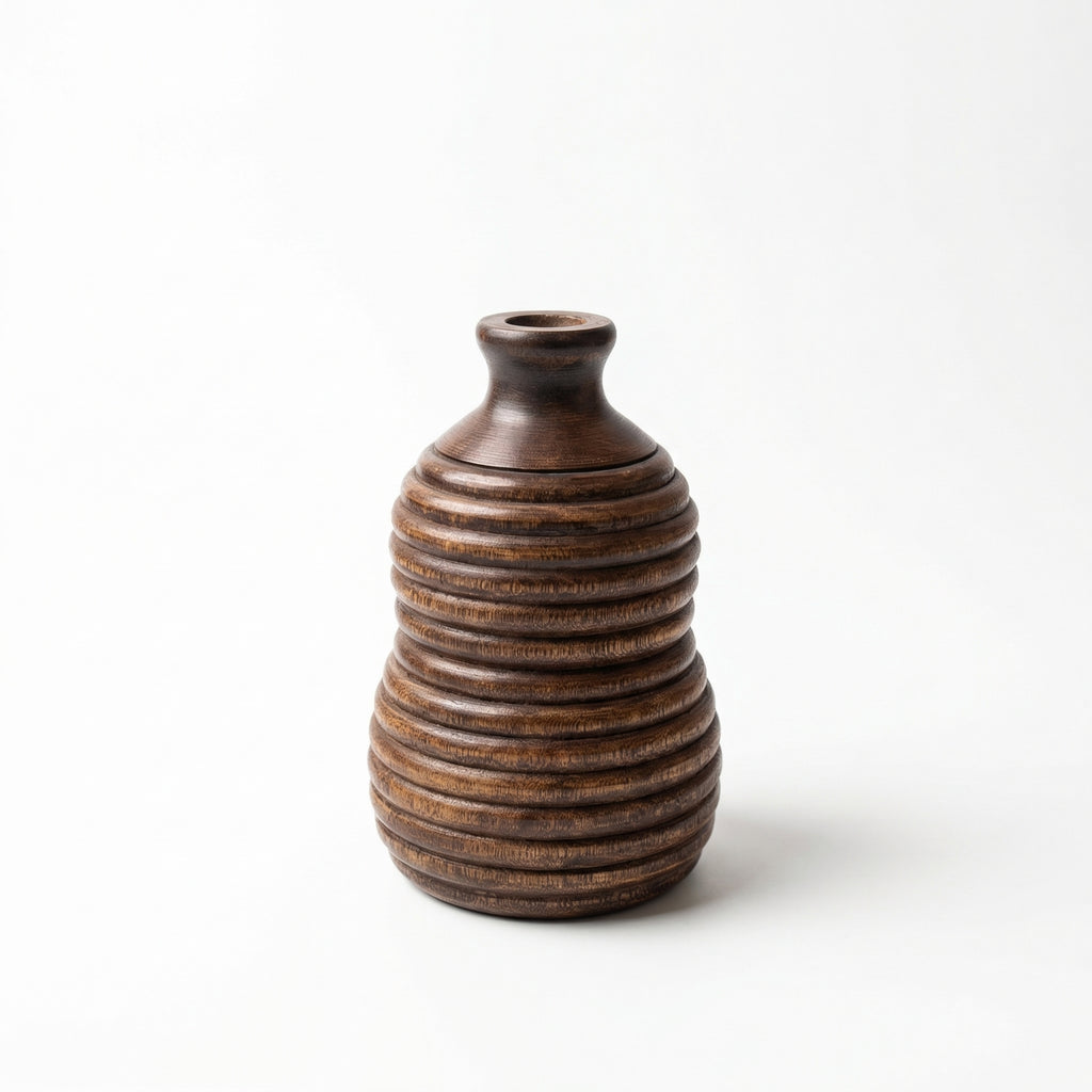 Contemporary Wooden Vase | 23x15x15cm