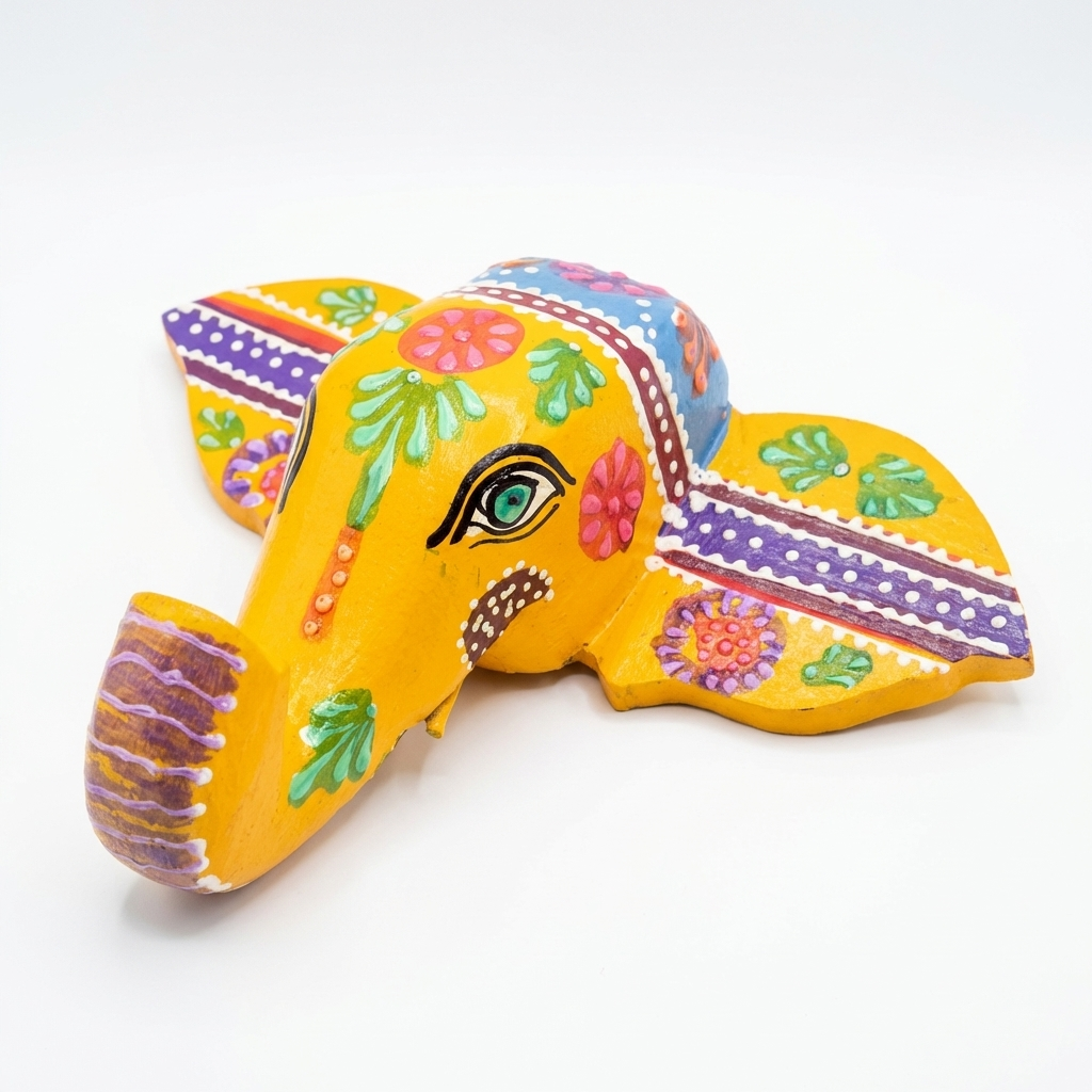 Handpainted Elephant Wall Decor | Yellow | 6x8x3 Inches