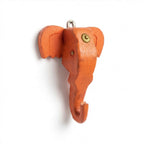 Wooden Elephant Wall Decor | 6x5x3 Inch | Orange