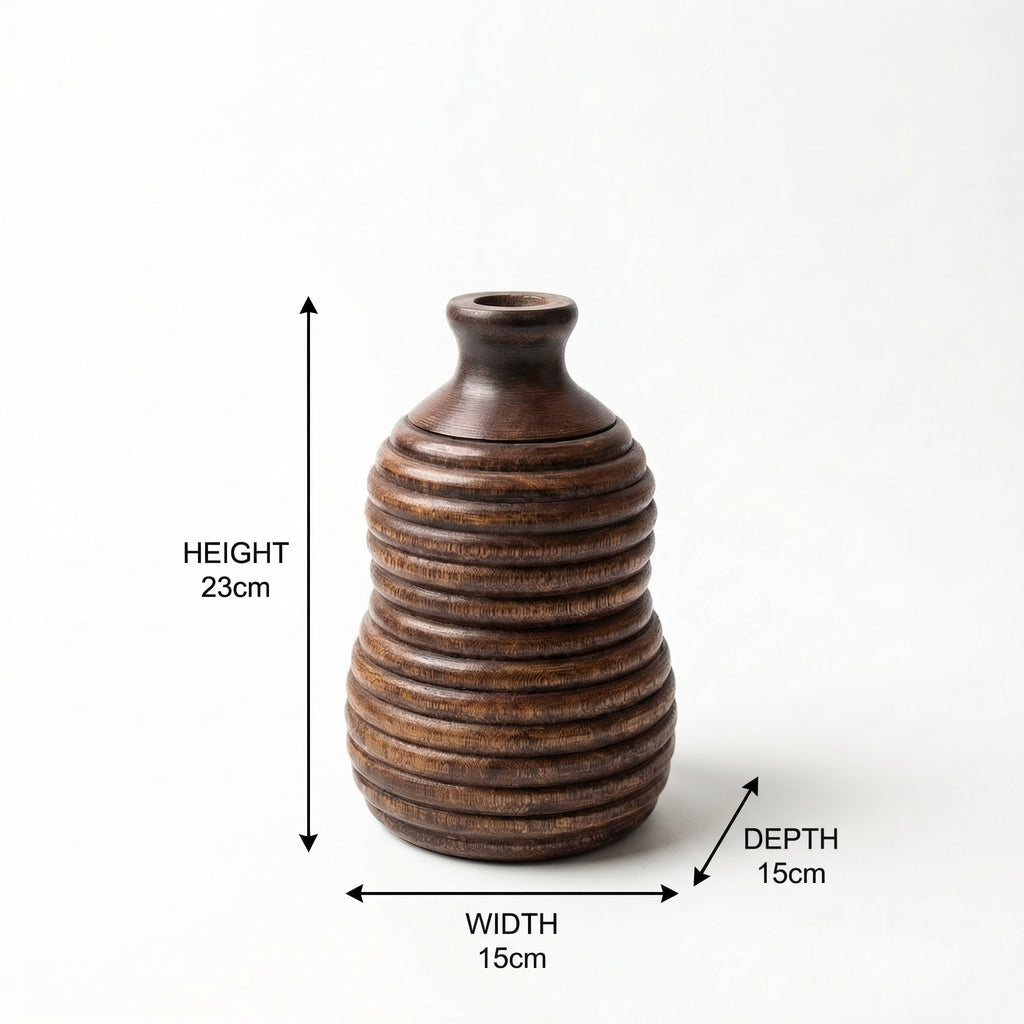 Contemporary Wooden Vase | 23x15x15cm