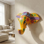 Handpainted Elephant Wall Decor | Yellow | 6x8x3 Inches