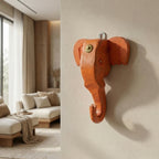 Wooden Elephant Wall Decor | 6x5x3 Inch | Orange