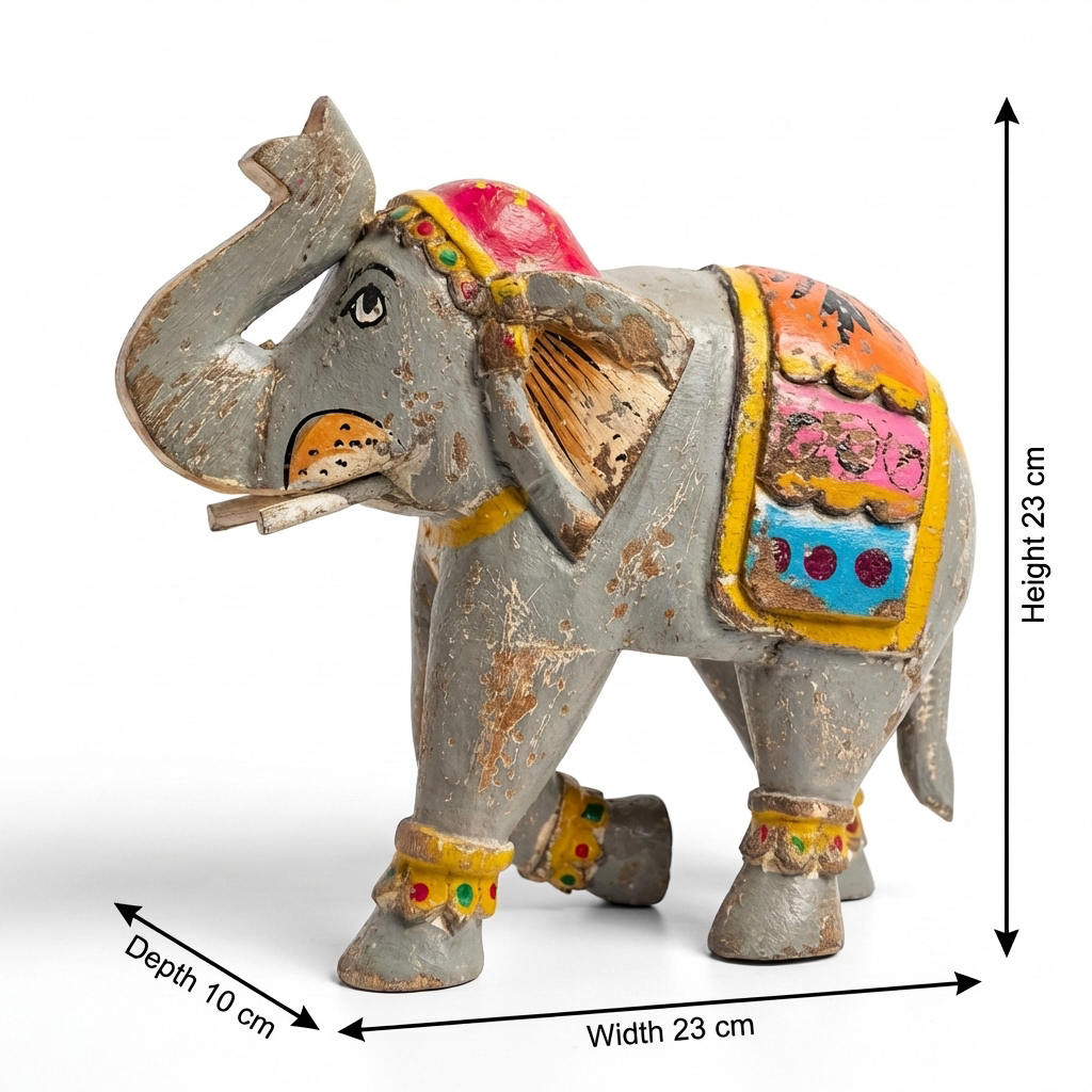 Distress Grey Elephant | Wooden | 23x23x10cm