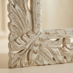 Carved Wooden Mirror (Frame Only) | Distress White | 93x69x2.5cm
