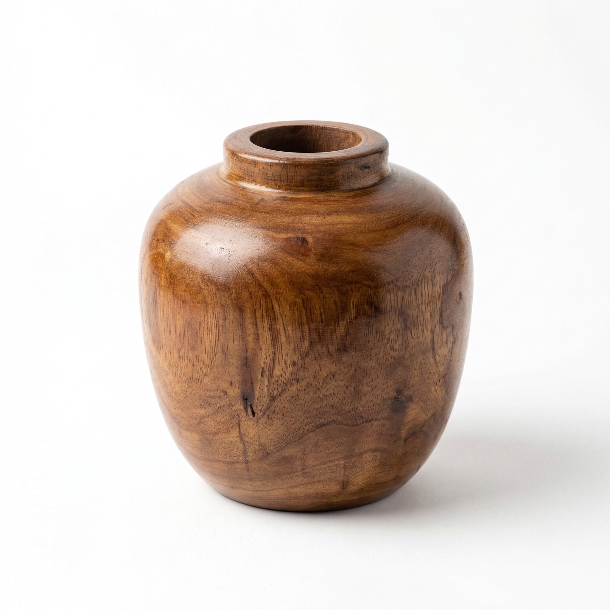 Contemporary Wooden Vase | 18x20x18cm