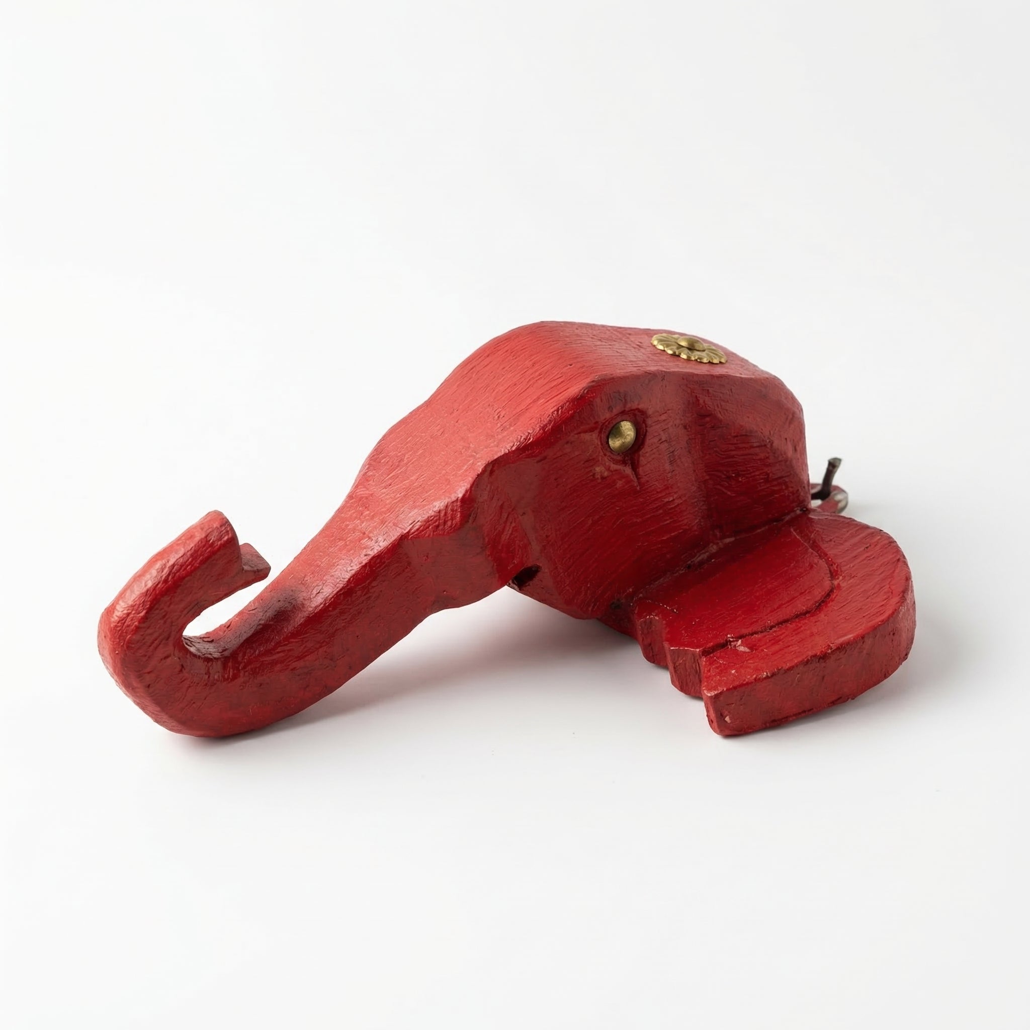 Wooden Elephant Wall Decor | 6x5x3 Inch | Red