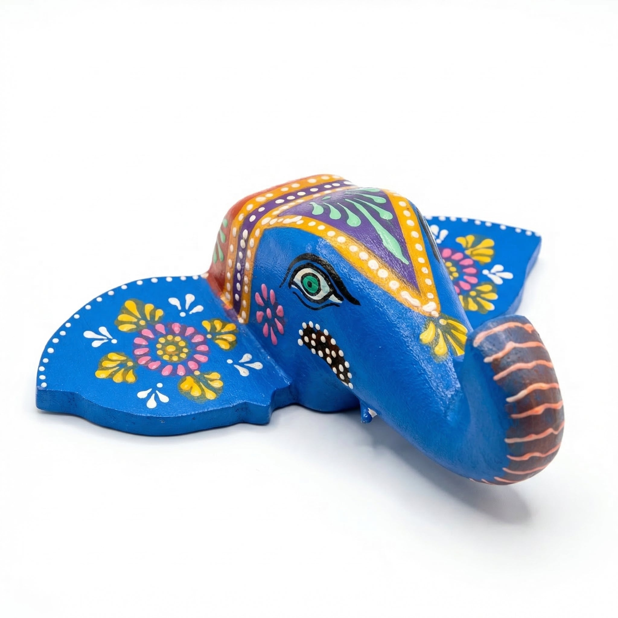 Handpainted Elephant Wall Decor | Light blue | 6x8x3 Inches