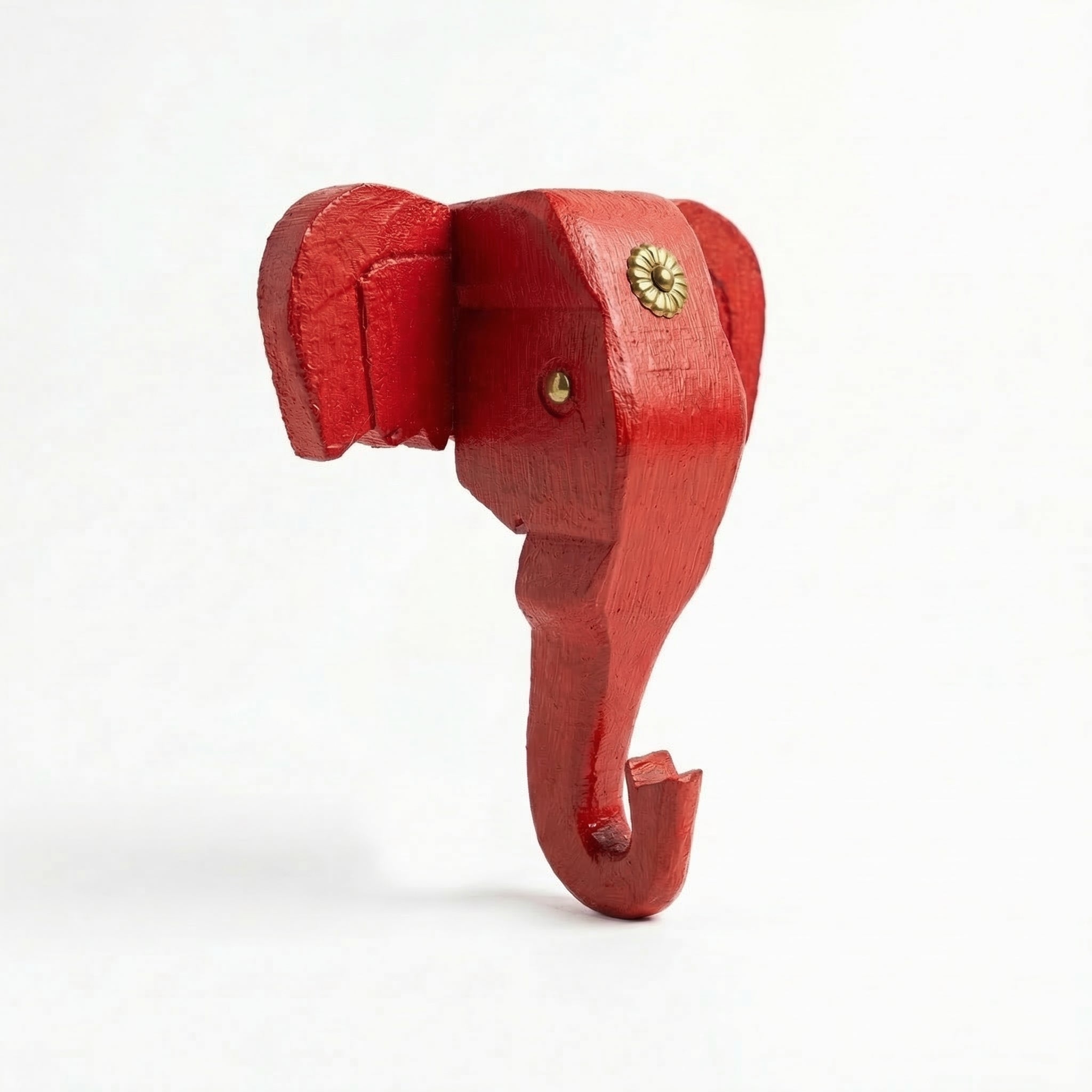 Wooden Elephant Wall Decor | 6x5x3 Inch | Red