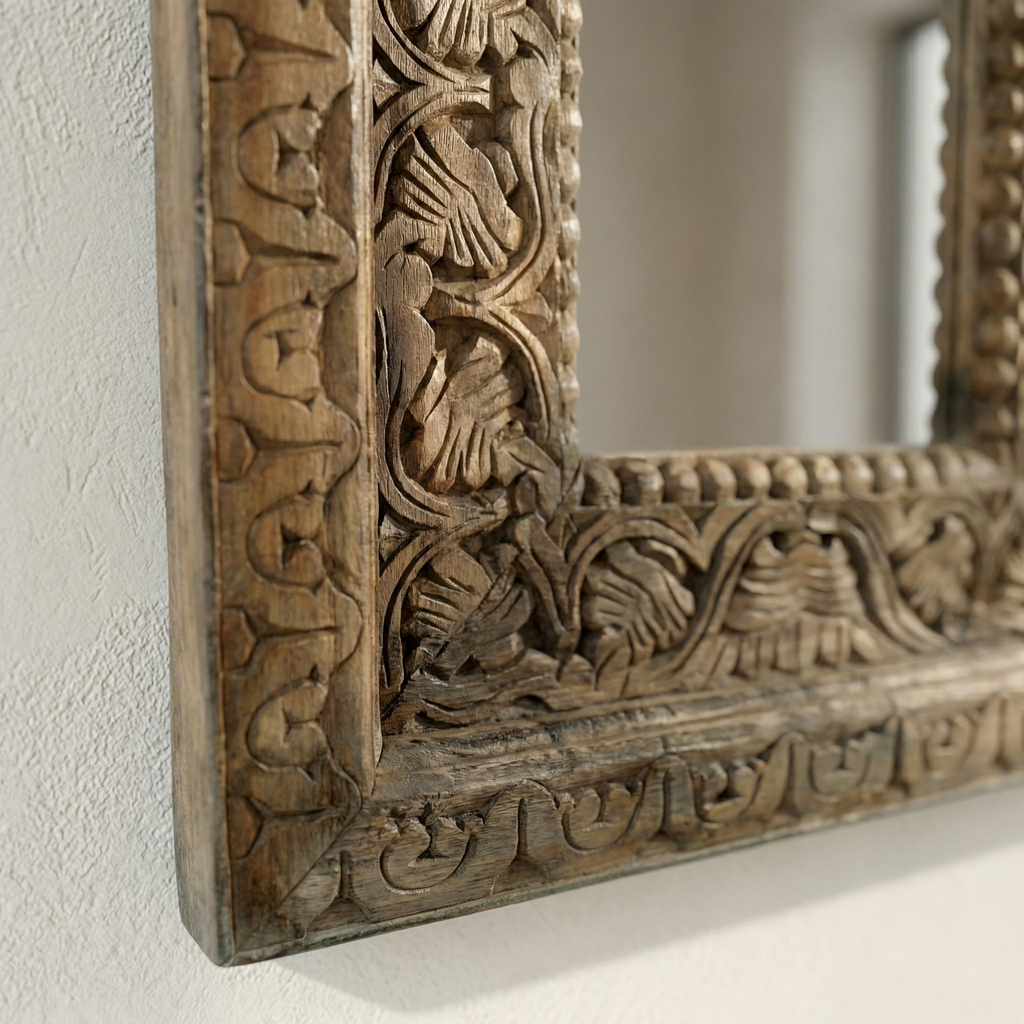 Vintage Wooden Mirror (Frame Only) | Distress Brown | 120x50x5cm