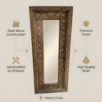 Vintage Wooden Mirror (Frame Only) | Distress Brown | 120x50x5cm