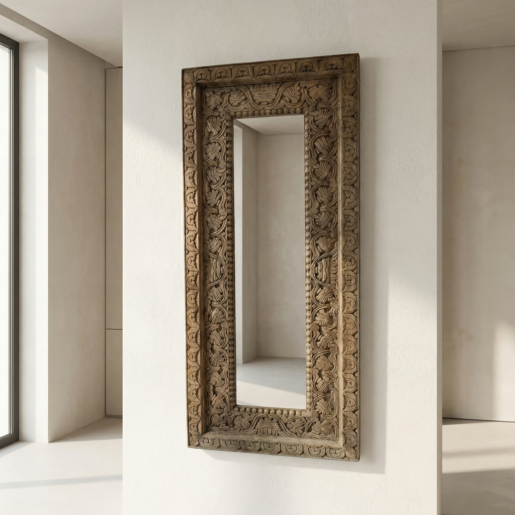 Vintage Wooden Mirror (Frame Only) | Distress Brown | 120x50x5cm