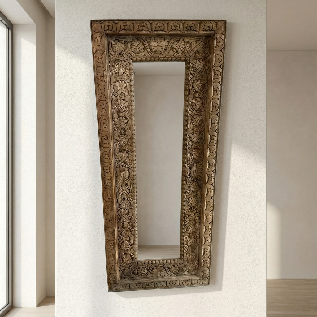 Vintage Wooden Mirror (Frame Only) | Distress Brown | 120x50x5cm