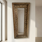 Vintage Wooden Mirror (Frame Only) | Distress Brown | 120x50x5cm