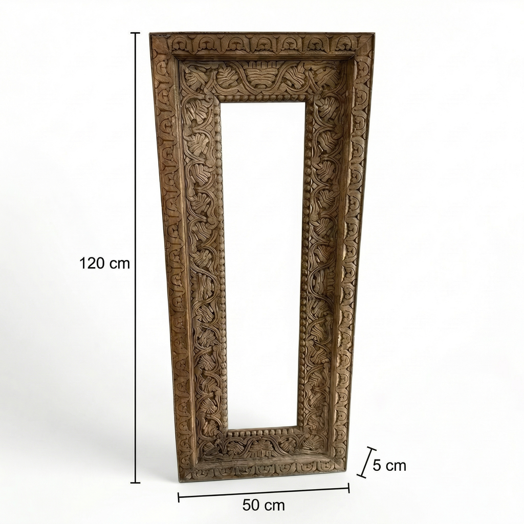 Vintage Wooden Mirror (Frame Only) | Distress Brown | 120x50x5cm