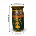 Tribal Wooden Vase Multi colour | 35x17x17cm