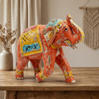 Distress Orange Elephant | Wooden | 23x23x10cm