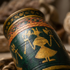 Tribal Wooden Vase Multi colour | 35x17x17cm