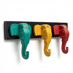 Wooden Elephant Keychain Holder | 7x16x3 Inch | Assorted Colours