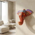 Handpainted Elephant Wall Decor | Orange | 6x8x3 Inches